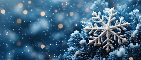 Fototapeta premium Simple and elegant winter snowflake design for a Christmas theme.