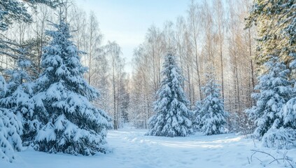 Fototapeta premium Snowy Forest Winter Wonderland