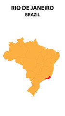 Rio de Janeiro Map is highlighted on the Brazil map with detailed state and region outlines.