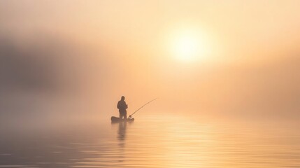 Naklejka premium Serene Fishing at Sunrise