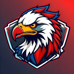 Obraz premium blue and red eagle logo mascot branding