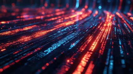 Obraz premium Abstract Red and Blue Binary Code Background - Digital Technology Concept
