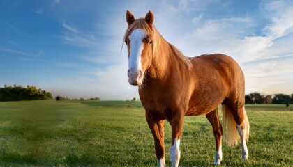 Obraz premium Un caballo realista. de cuerpo completo, sobre las cuatro patas