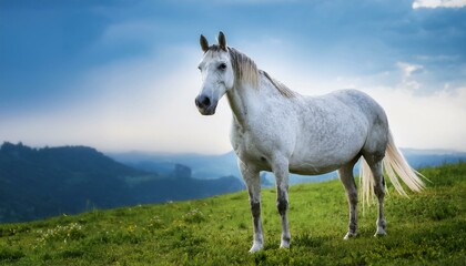 Obraz premium Un caballo realista. de cuerpo completo, sobre las cuatro patas