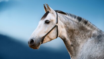 UN caballo realista. El modelo del caballo se representa con una textura de pelaje blanco 
