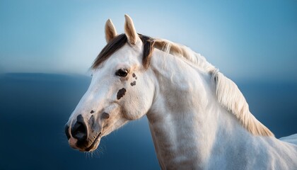 Fototapeta premium UN caballo realista. El modelo del caballo se representa con una textura de pelaje blanco 