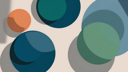 Obraz premium Minimalist Geometric Composition with Dynamic Blue Shapes and Futuristic Design