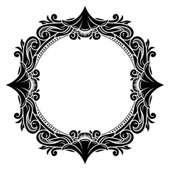 Decorative frame Elegant vector element for design in Eastern style, place for text. Floral black border. Lace illustration for invitations and greeting cards, laser cutting and engraving.
