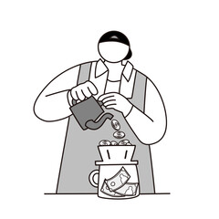 お金と珈琲と男性のベクター線画