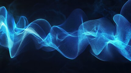 Fototapeta premium Abstract Blue Glowing Waves Background - Digital Technology, Futuristic, Sci-Fi