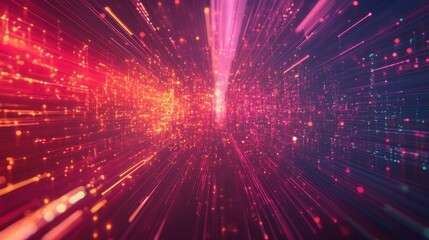 Fototapeta premium Abstract Red and Blue Light Streaks with Bokeh - Digital Art Background.