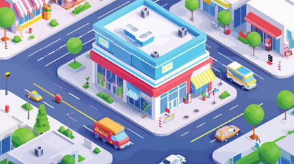 Isometric Supermarket Video Concept Moving Banners