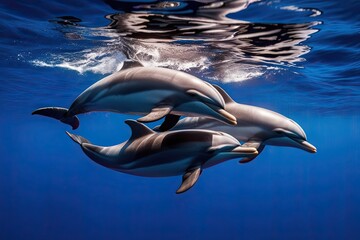 Joyful Dolphins Exploring Beneath the Vibrant Ocean Surface