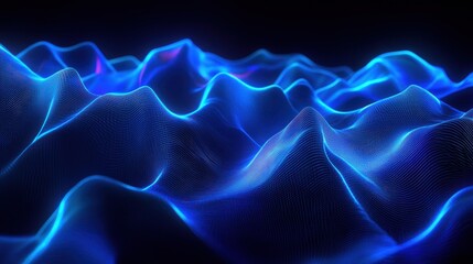 Fototapeta premium Abstract Blue and Purple Glowing Waves Background - Digital Art