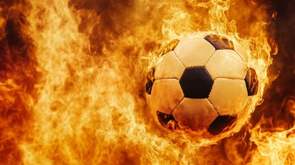 Fototapeta premium Dynamic Soccer Ball in Flames