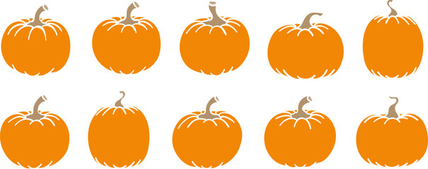 Pumpkin silhouette clip art illustration, isolated set