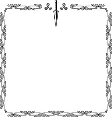 Square Frame - Celtic Curved Lines Border - Dagger Header