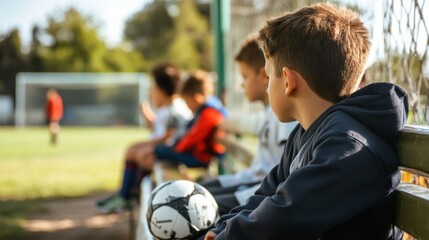 Focused Young Soccer Player Watching a Game