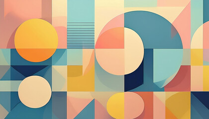 Abstract background featuring a vibrant and dynamic composition of geometric shapes, creating a visually engaging and modern pattern