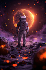 Fototapeta premium Lunar Exploration: Astronaut and Cosmic Beauty