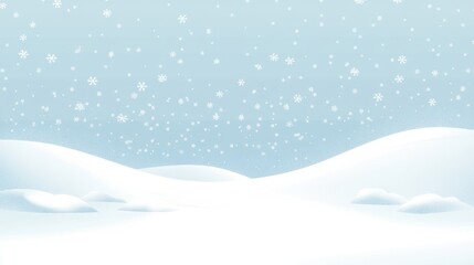 Winter Wonderland Background Snowy Hills with Falling Snowflakes and a Light Blue Sky