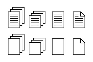 Document icons set. Paper sheet symbols. Simple line illustrations. Vector graphic.