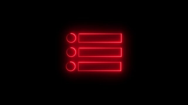 Animation of Neon menu button icon with black background