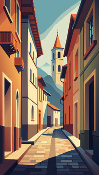 open layer vector of street and houses of old city