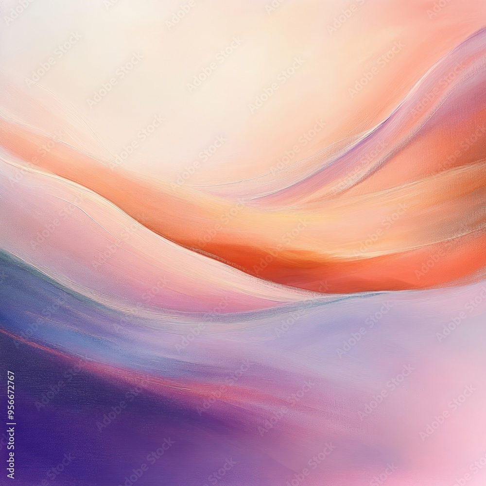 Canvas Prints Abstract background with soft, flowing lines in shades of pink, orange, and blue.