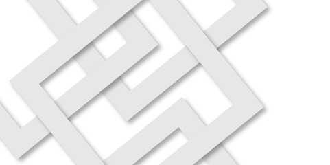 White abstract geometric background with white paper sheets soars as abstract spaces with rectangles, parallel stripes, perspective, shadows in simple strict modern material in triangle and square.	