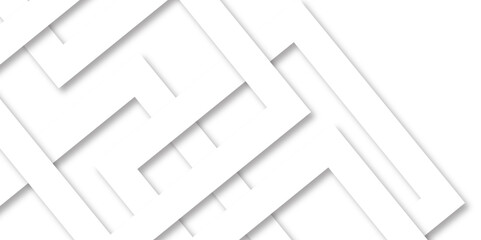 White abstract geometric background with white paper sheets soars as abstract spaces with rectangles, parallel stripes, perspective, shadows in simple strict modern material in triangle and square.	
