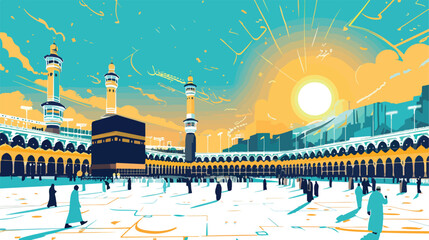 Kaaba Vector for Hajj Mabroor in Mecca Saudi Arabia