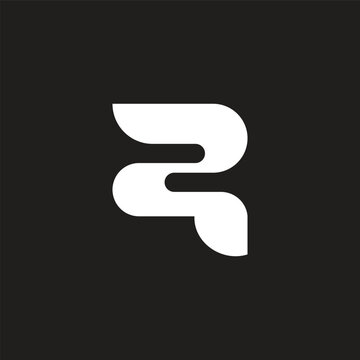 letter r2 simple geometric ribbon curves logo vector