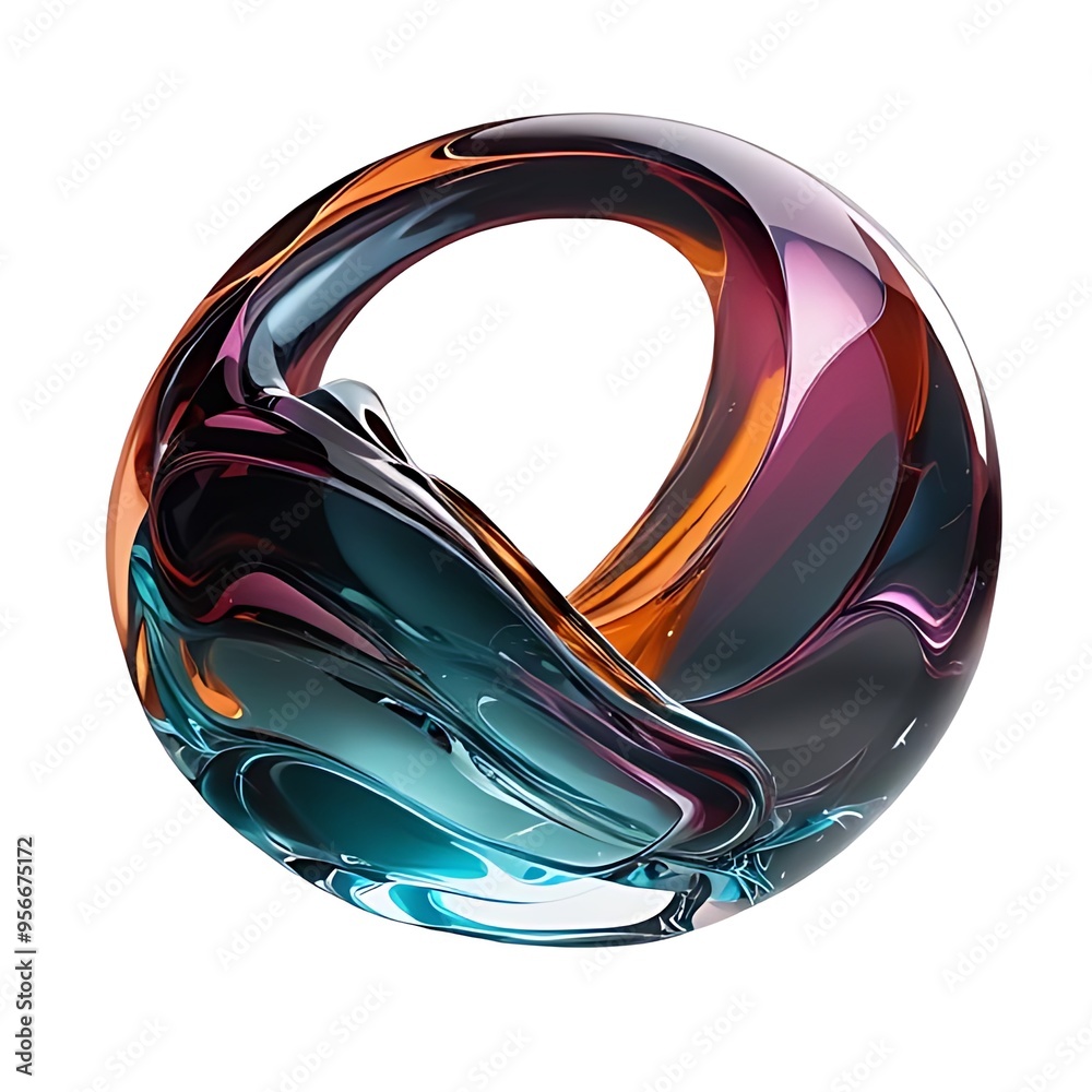 Wall mural abstract glass shape, 3d render