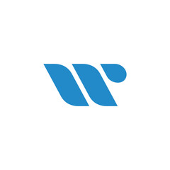 letter wr water blue simple geometric logo vector