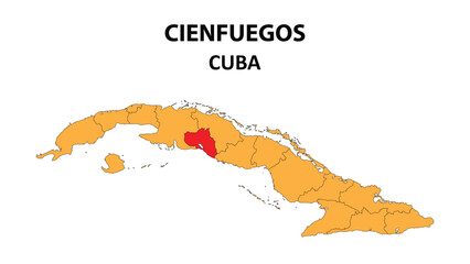 Cienfuegos Map is highlighted on the Cuba map with detailed state and region outlines.
