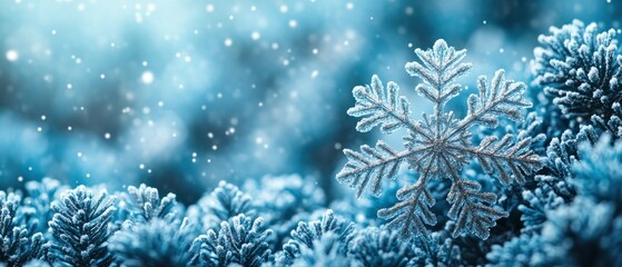 Winter snowflakes gently drifting on a minimal Christmas-themed background.