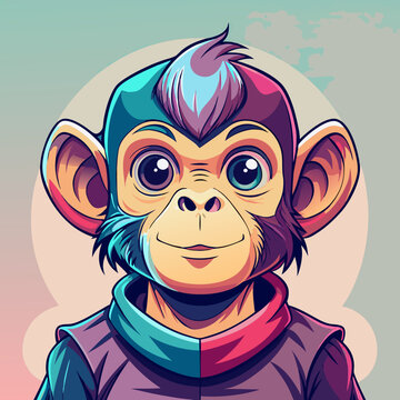 open layer vector of cute baby monkey 