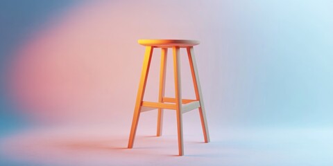 3D rendering of a wooden stool isolated on a white background