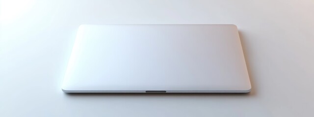 3D rendering of a closed laptop on a white background viewed from the top