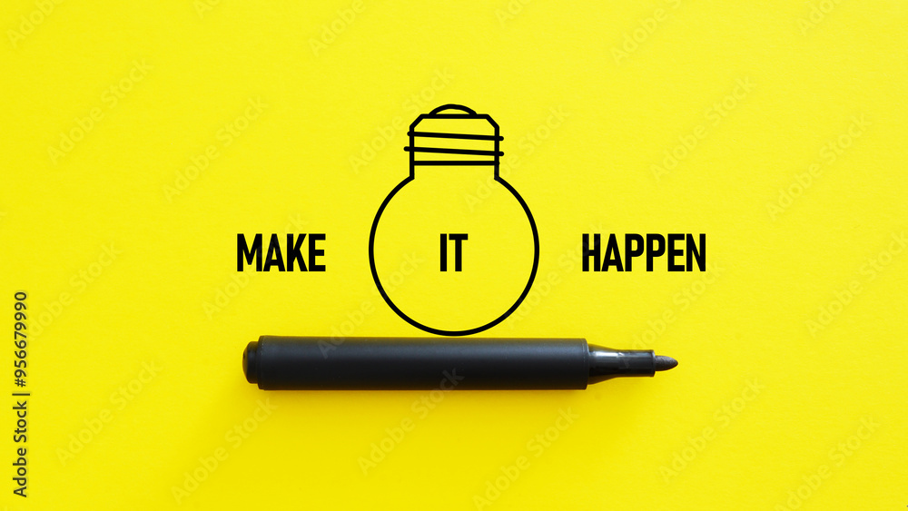 Poster make it happen as progress and creativity for business idea