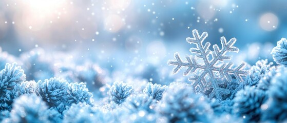 Winter snowflakes softly falling on a minimal Christmas-themed background.