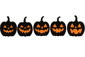 Spooky Jack-o'-Lanterns on White Background