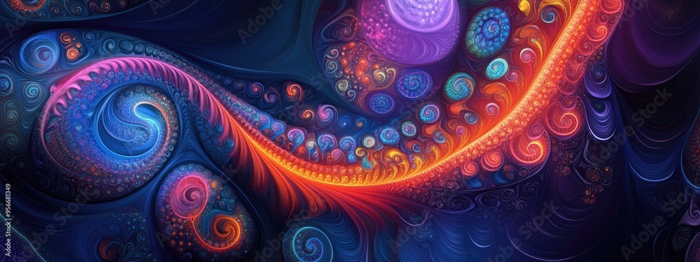 Aufkleber abstract fractal background in a 3d cartoon rendering digitally created illustration