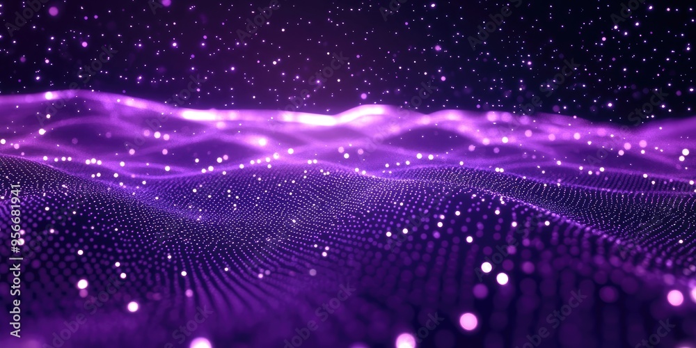 Fototapete abstract ultraviolet landscape showcased in a 3d cartoon rendering featuring a dark background with 