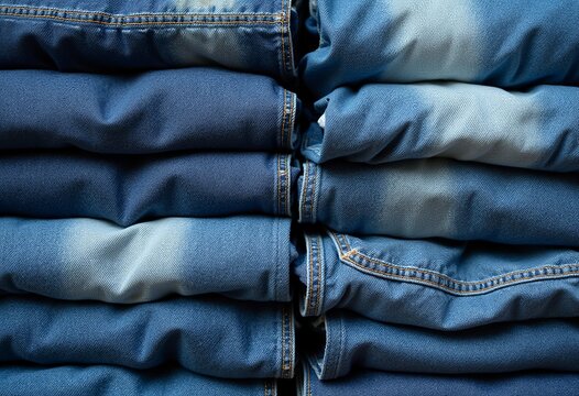 Crumpled Denim Fabric Texture Background