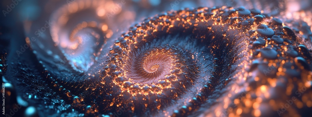 Poster Abstract fractal background illustrations featuring a textured chaos ornament in 3D cartoon rendering style