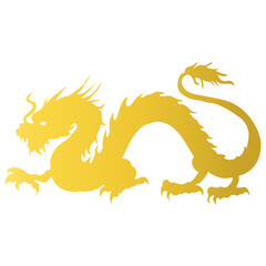 Golden Chinese Dragon Silhouette. For the Happy Chinese New Year Symbol. Vector Illustration Design.