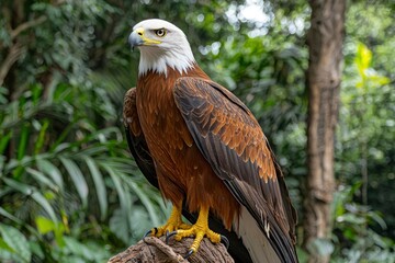 Obraz premium A Brown and White Eagle Perched on a Branch