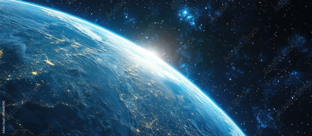 Poster detailed 3d cartoon rendering showcasing the beauty of earth from a space perspective also available